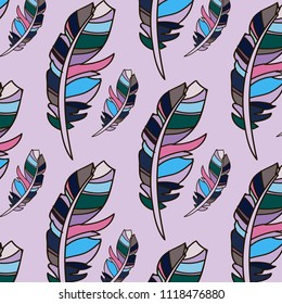 Сolored feathers pattern for design. Background  hand draw