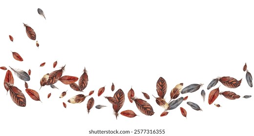 feathers pattern on a white background. This seamless design features a variety of colorful, detailed feathers, perfect for adding a touch of nature and elegance to any project or decor.