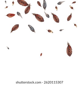 feathers pattern on a white background. This seamless design features a variety of colorful, detailed feathers, perfect for adding a touch of nature and elegance to any project or decor.