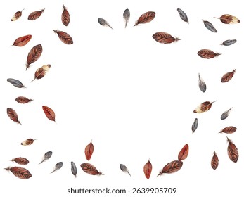 feathers pattern on a white background. This seamless design features a variety of colorful, detailed feathers, perfect for adding a touch of nature and elegance to any project or decor.
