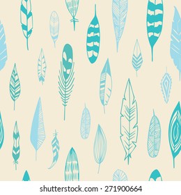 Feathers pattern seamless. Good night illustration in vector.