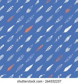 Feathers pattern seamless in vector