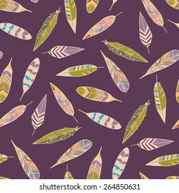 Feathers pattern seamless in vector