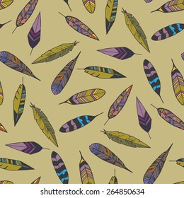 Feathers pattern seamless in vector
