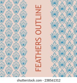 Feathers peacock outlines pattern vector
