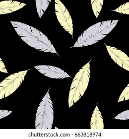 Feathers. Seamless pattern with feathers