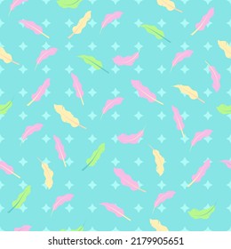 Feathers, seamless pattern. Cute background with bird feathers.