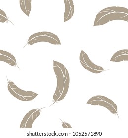 Feathers seamless pattern on white background. Vector illustration.