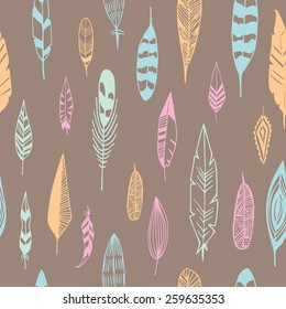 Feathers seamless pattern in vector