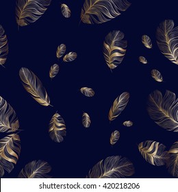 Feathers - seamless vector wallpaper. Use printed materials, signs, items, websites, maps, posters, postcards, packaging.