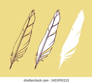 Feathers set on yellow background.