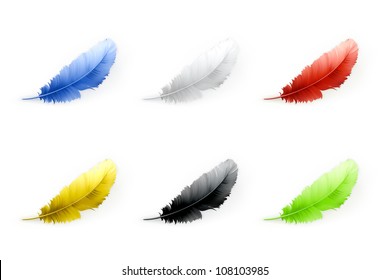 Feathers set, vector