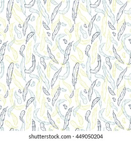 
Feathers silhouette of a rooster. Seamless pattern vector illustration.