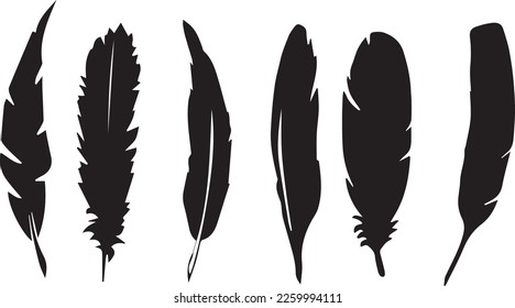 Feathers silhouette set icon, SVG Vector svg