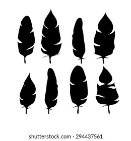 Feathers silhouettes set. Vector EPS 10