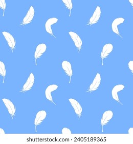 feathers, sketches. Seamless pattern design. set of vector illustrations, 