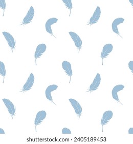feathers, sketches. Seamless pattern design. set of vector illustrations, 