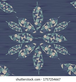Feathers with a texture of geometric shapes. Indian Feathers. Vector illustration for web design or print.