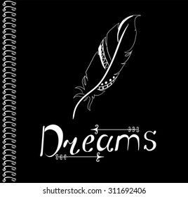 Feathers vector Ethnic patterns cover notebook print
