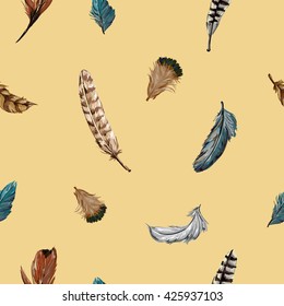 Feathers vector illustration of a beautiful design seamless,  design prints textile