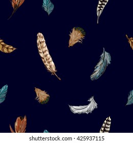 Feathers vector illustration of a beautiful design seamless, design prints textile