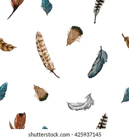 Feathers vector illustration of a beautiful design seamless,  design prints textile