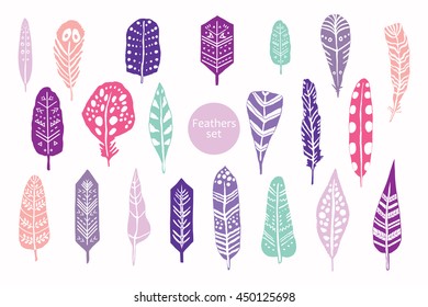 feathers vector set