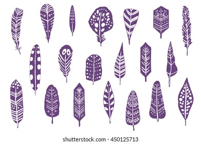 feathers vector set