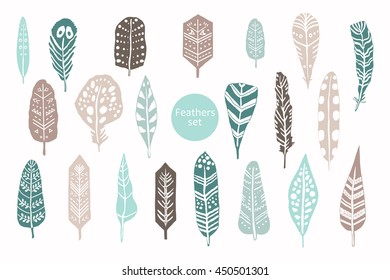 feathers vector set