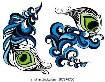Feathers.Peacock feathers collection