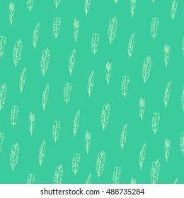 Feathers.Vector seamless pattern. Abstract background with hand drawn natural elements