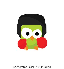 Featherweight Boxing Bird Mascot Character Logo Vector