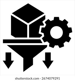 Ilustração de ícone único de glifo de extração de recursos