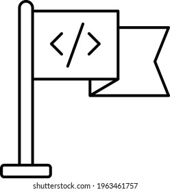 Feature flags Concept Vector Icon Design, Software and web development symbol on white background, Computer Programming and Coding stock illustration, Flag with code symbol,