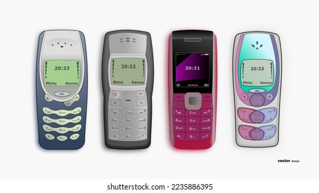 feature phone bundling set background design vector