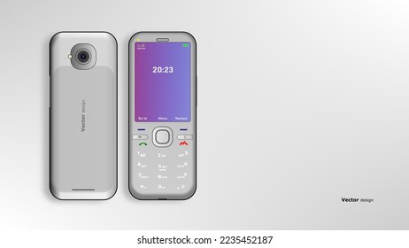 feature phone grey design vector background