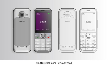 feature phone and scetch set design vector