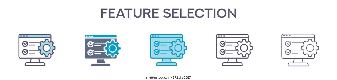 Elemento De Seleção De Recurso Para Design Gráfico - Vários Estilos. Ilustração Vetorial De Duas Cores E Preto. Vários Designs De Ícones Podem Ser Usados Para Celular, Interface Do Usuário, Web