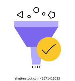 Feature Selection – Funnel and Checkmark Representing Choosing Relevant Data Attributes