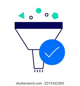 Feature Selection – Funnel and Checkmark Representing Choosing Relevant Data Attributes