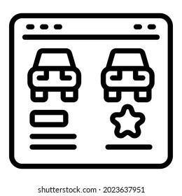 Featured Car Icon Outline Vector. Online Vehicle. Drive Review