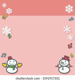 Featured Image of snowman and snow crystal - rectangle banner version - rough line and scribble color