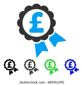 Featured Pound Price Label flat vector pictograph. Colored featured pound price label gray, black, blue, green pictogram versions. Flat icon style for graphic design.