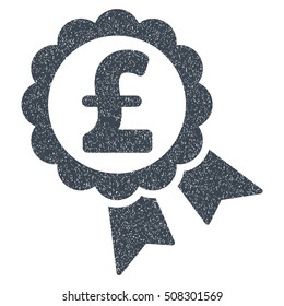 Featured Pound Price Label grainy textured icon for overlay watermark stamps. Flat symbol with scratched texture.