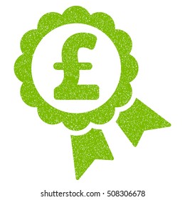 Featured Pound Price Label grainy textured icon for overlay watermark stamps. Flat symbol with dust texture. Dotted vector eco green ink rubber seal stamp with grunge design on a white background.
