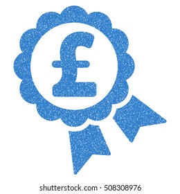 Featured Pound Price Label grainy textured icon for overlay watermark stamps. Flat symbol with scratched texture. Dotted vector cobalt ink rubber seal stamp with grunge design on a white background.