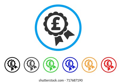 Featured Pound Price Label rounded icon. Style is a flat featured pound price label gray symbol inside light blue circle with black, gray, green, blue, red, orange versions.