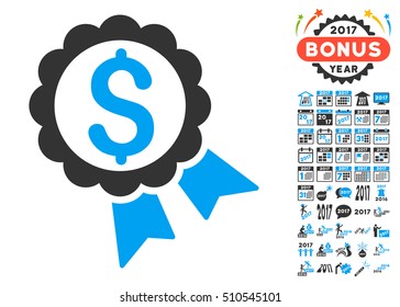 Featured Price Label pictograph with bonus 2017 new year images. Vector illustration style is flat iconic symbols,modern colors.