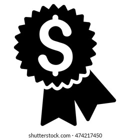 Featured Price Tag icon. Vector style is flat iconic symbol with rounded angles, black color, white background.