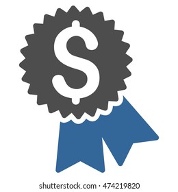 Featured Price Tag icon. Vector style is bicolor flat iconic symbol with rounded angles, cobalt and gray colors, white background.